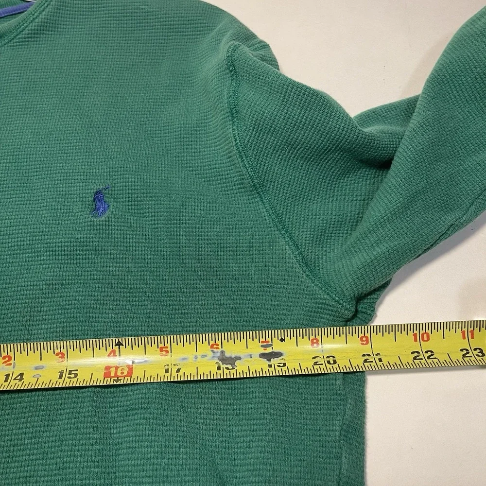 Polo Ralph Lauren Green L Waffle Knit Pullover Sweatshirt Top Casual Lounge